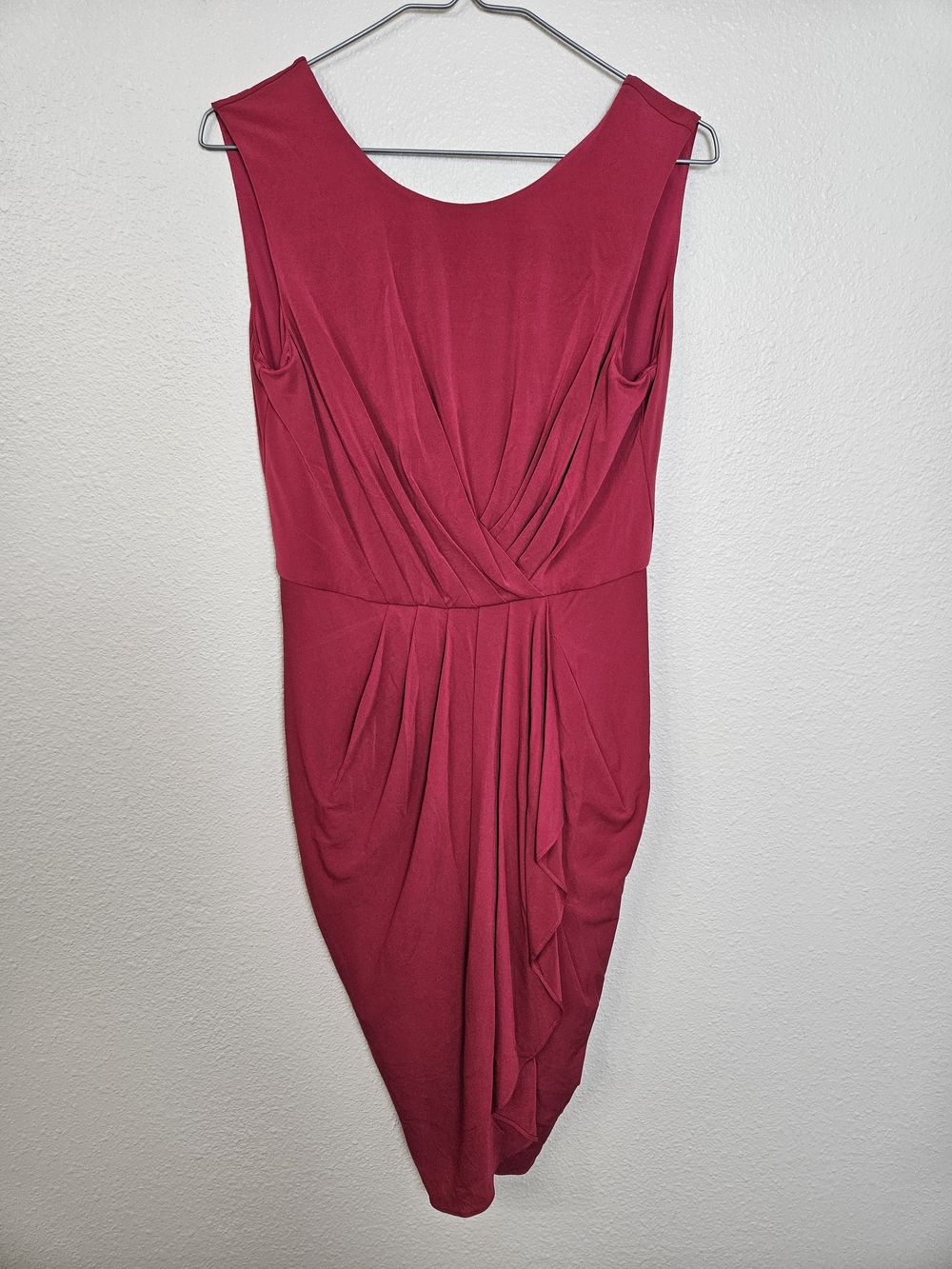 BCBGMaxAzria Sleeveless Draped Midi Dress in Berry